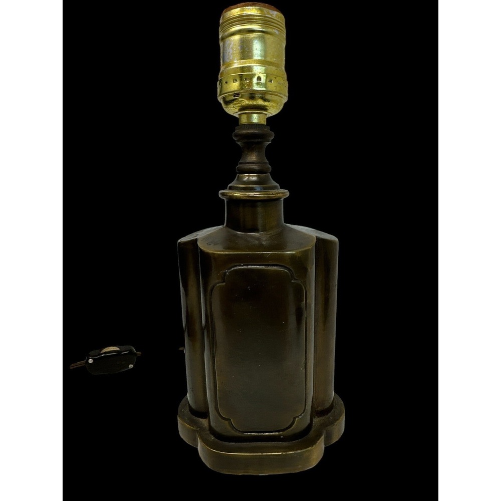Vintage Art Deco Solid Burnished Brass Leviton Cord Switch Table Lamp 9" HEAVY